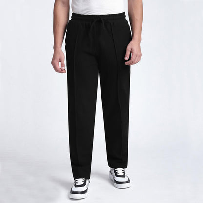 Men's Black Wide Leg Trouser with Front Stitch